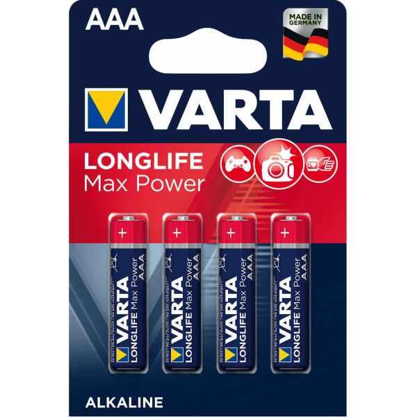 4 Piles Alcalines AAA / LR03 LongLife Power, Varta
