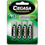 4 piles rechargeables accu Cegasa AA LR6 1.2V 2700mAH