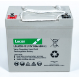Batterie Plomb Etanche Stationnaire et Cyclage Lucas VRLA AGM  LSLC55-12 12V 55Ah.